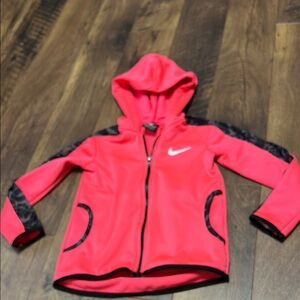 Nike Pink Jacket with Hood and Full-Length Zipper size 4